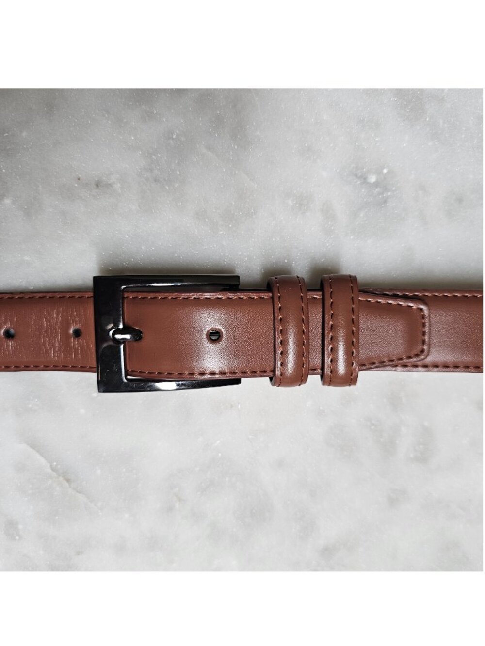 Mio Marino Genuine Leather Brown Classic Belt 32” Unisex Gunmetal 1-Prong Buckle